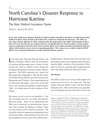 North Carolina’s Disaster Response to Hurricane Katrina: The State Medical Assistance Teams thumbnail