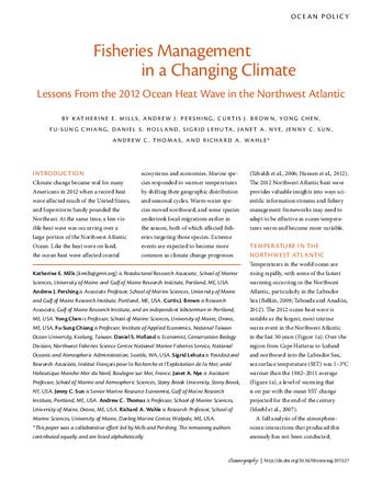 Fisheries management in a changing climate: Lessons from the 2012 ocean heat wave in the Northwest Atlantic thumbnail