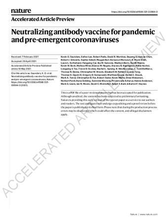 Neutralizing antibody vaccine for pandemic and pre-emergent coronaviruses thumbnail