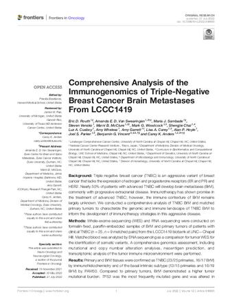 Comprehensive Analysis of the Immunogenomics of Triple-Negative Breast Cancer Brain Metastases From LCCC1419 thumbnail