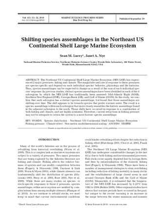 Shifting species assemblages in the Northeast US Continental Shelf Large Marine Ecosystem thumbnail