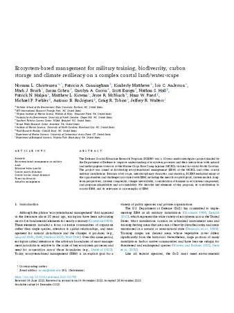 Ecosystem-based management for military training, biodiversity, carbon storage and climate resiliency on a complex coastal land/water-scape thumbnail