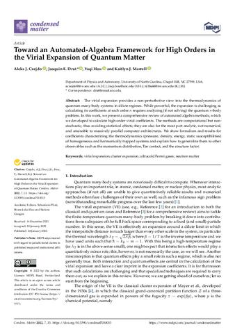 Toward an Automated-Algebra Framework for High Orders in the Virial Expansion of Quantum Matter thumbnail