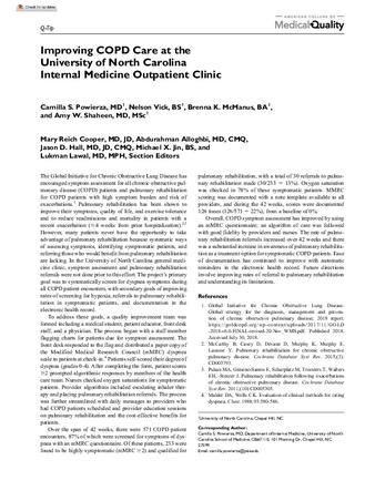 Improving COPD Care at the University of North Carolina Internal Medicine Outpatient Clinic thumbnail