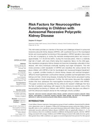 Risk Factors for Neurocognitive Functioning in Children with Autosomal Recessive Polycystic Kidney Disease thumbnail