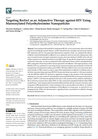 Targeting beclin1 as an adjunctive therapy against hiv using mannosylated polyethylenimine nanoparticles