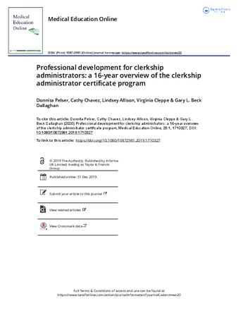 Professional development for clerkship administrators: a 16-year overview of the clerkship administrator certificate program thumbnail
