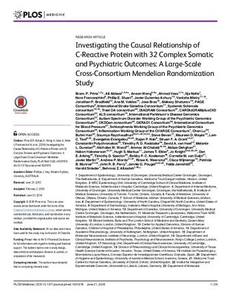 Investigating the Causal Relationship of C-Reactive Protein with 32 Complex Somatic and Psychiatric Outcomes: A Large-Scale Cross-Consortium Mendelian Randomization Study thumbnail