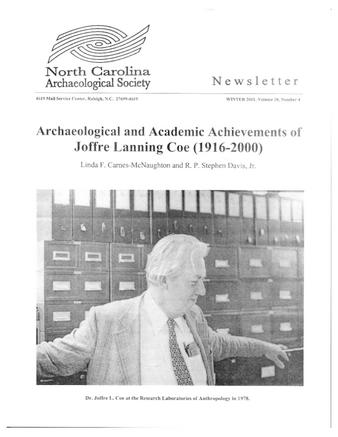 North Carolina Archaeological Society Newsletter Volume 10 Number 4