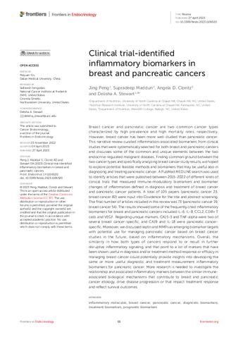 Clinical trial-identified inflammatory biomarkers in breast and pancreatic cancers thumbnail