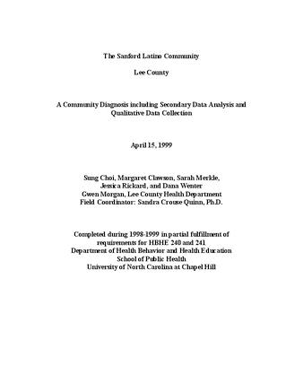The Sanford Latino community, Lee County : a community diagnosis including secondary data analysis and qualitative data collection thumbnail