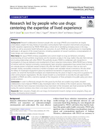 Research led by people who use drugs: centering the expertise of lived experience thumbnail