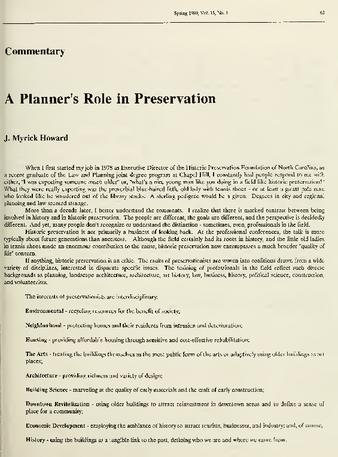 A Planner's Role in Preservation (Commentary) thumbnail