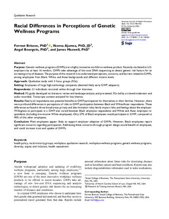 Racial Differences in Perceptions of Genetic Wellness Programs thumbnail