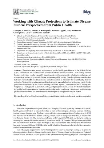 Working with Climate Projections to Estimate Disease Burden: Perspectives from Public Health thumbnail