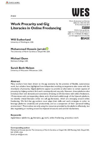 Work Precarity and Gig Literacies in Online Freelancing thumbnail