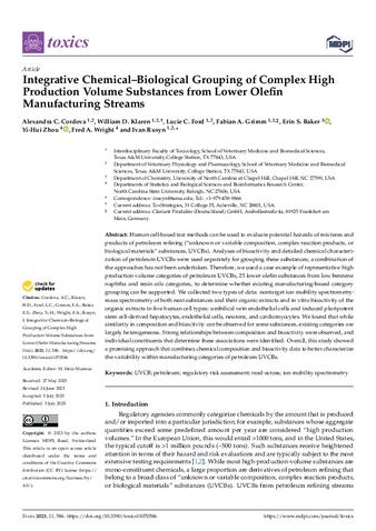 Integrative Chemical–Biological Grouping of Complex High Production Volume Substances from Lower Olefin Manufacturing Streams thumbnail
