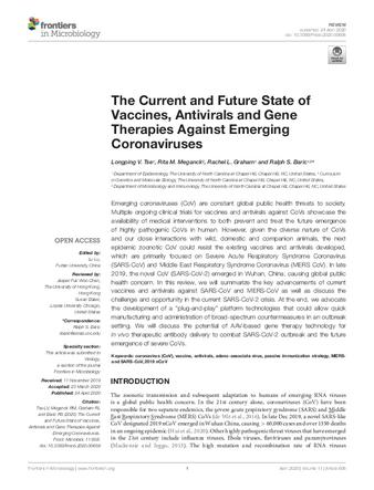 The Current and Future State of Vaccines, Antivirals and Gene Therapies Against Emerging Coronaviruses thumbnail