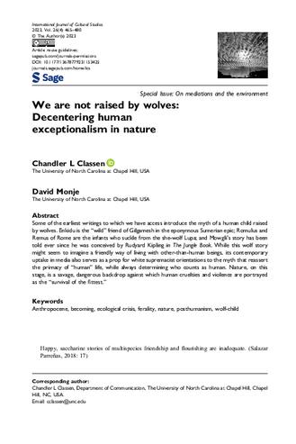 We are not raised by wolves: Decentering human exceptionalism in nature