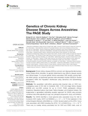 Genetics of chronic kidney disease stages across ancestries: The PAGE study thumbnail