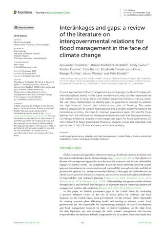 Interlinkages and gaps: a review of the literature on intergovernmental relations for flood management in the face of climate change