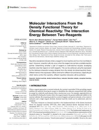 Molecular Interactions From the Density Functional Theory for Chemical Reactivity: The Interaction Energy Between Two-Reagents