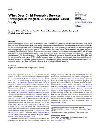 What Does Child Protective Services Investigate as Neglect? A Population-Based Study