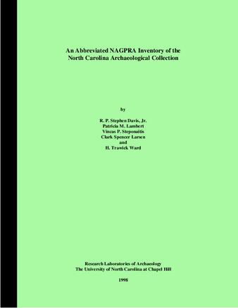 An Abbreviated NAGPRA Inventory of the North Carolina Archaeological Collection thumbnail