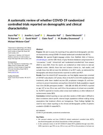 A systematic review of whether COVID-19 randomized controlled trials reported on demographic and clinical characteristics thumbnail