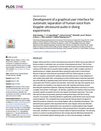 Development of a graphical user interface for automatic separation of human voice from Doppler ultrasound audio in diving experiments thumbnail