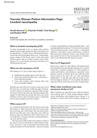 Vascular Disease Patient Information Page: Livedoid vasculopathy thumbnail