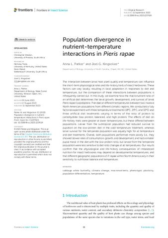 Population divergence in nutrient-temperature interactions in Pieris rapae