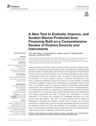 A New Tool to Evaluate, Improve, and Sustain Marine Protected Area Financing Built on a Comprehensive Review of Finance Sources and Instruments thumbnail
