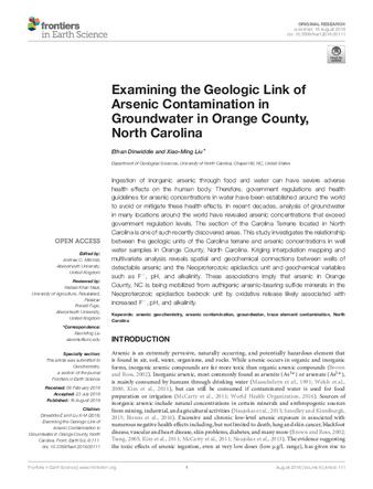 Examining the Geologic Link of Arsenic Contamination in Groundwater in Orange County, North Carolina thumbnail