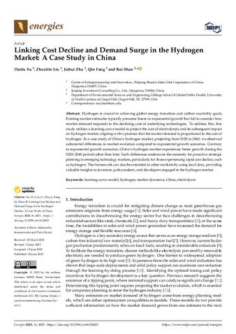 Linking Cost Decline and Demand Surge in the Hydrogen Market: A Case Study in China thumbnail