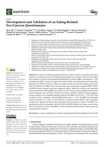 Development and Validation of an Eating-Related Eco-Concern Questionnaire thumbnail