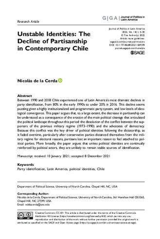 Unstable Identities: The Decline of Partisanship in Contemporary Chile thumbnail