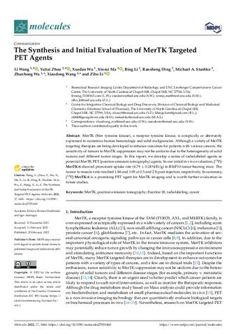 The Synthesis and Initial Evaluation of MerTK Targeted PET Agents thumbnail