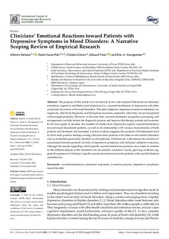 Clinicians’ Emotional Reactions toward Patients with Depressive Symptoms in Mood Disorders: A Narrative Scoping Review of Empirical Research thumbnail