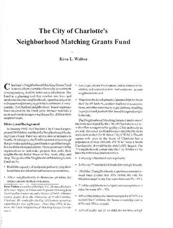 The City of Charlotte's Neighborhood Matching Grants Fund thumbnail