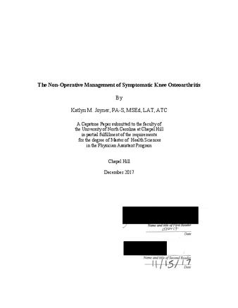 The Non-Operative Management of Symptomatic Knee Osteoarthritis thumbnail