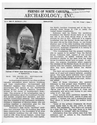 Friends of North Carolina Archaeology, Inc. Newsletter, Volume 5, Number 3 thumbnail