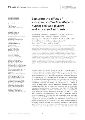 Exploring the effect of estrogen on Candida albicans hyphal cell wall glycans and ergosterol synthesis thumbnail