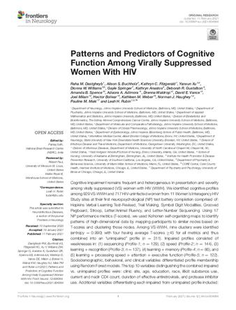 Patterns and Predictors of Cognitive Function Among Virally Suppressed Women With HIV thumbnail