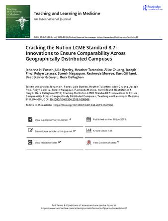 Cracking the Nut on LCME Standard 8.7: Innovations to Ensure Comparability Across Geographically Distributed Campuses thumbnail