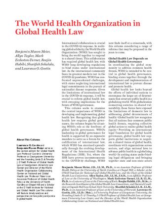 The World Health Organization in Global Health Law thumbnail