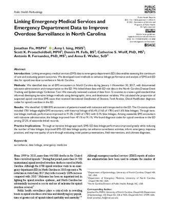 Linking Emergency Medical Services and Emergency Department Data to Improve Overdose Surveillance in North Carolina thumbnail