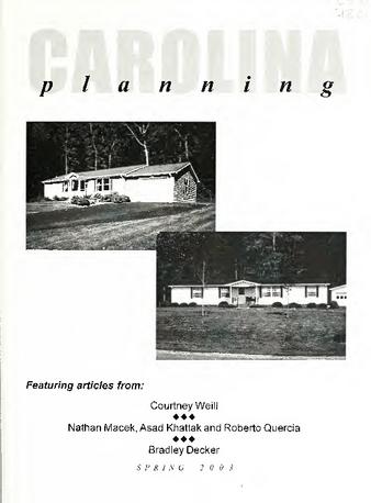 Carolina Planning Vol. 28.2: Manufactured Housing