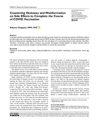 Countering Hesitancy and Misinformation on Side Effects to Complete the Course of COVID Vaccination