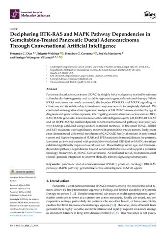 Deciphering RTK-RAS and MAPK Pathway Dependencies in Gemcitabine-Treated Pancreatic Ductal Adenocarcinoma Through Conversational Artificial Intelligence thumbnail